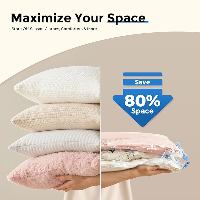 ETENWOLF 4 Combo Vacuum Storage Bags for Travel with Wireless Pump | Vacuum Seal Bags for Clothing Travel, Compression Packing Bags for Clothes and Blankets, Space Saver Bags in Carry-On Sizes