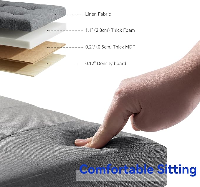 BRIAN & DANY 30 Inches Folding Storage Ottoman Bench, Ottoman with Storage Bench for Bedroom, Living Room, Entryway, Foot Rest with Legs, Dark Gery