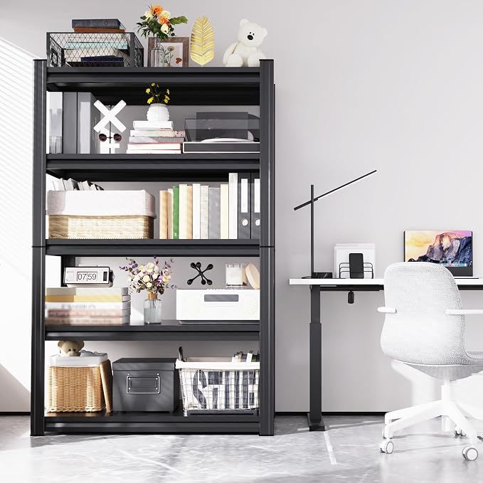 2 Pack Heavy Duty Metal Garage Shelving Unit 5-Tier 71.2"H x 35.4"W | Adjustable Shelf Heights, Tool-Free Assembly, Powder-Coated Finish, Rust & Scratch Resistant, Warehouse & Workshop Use