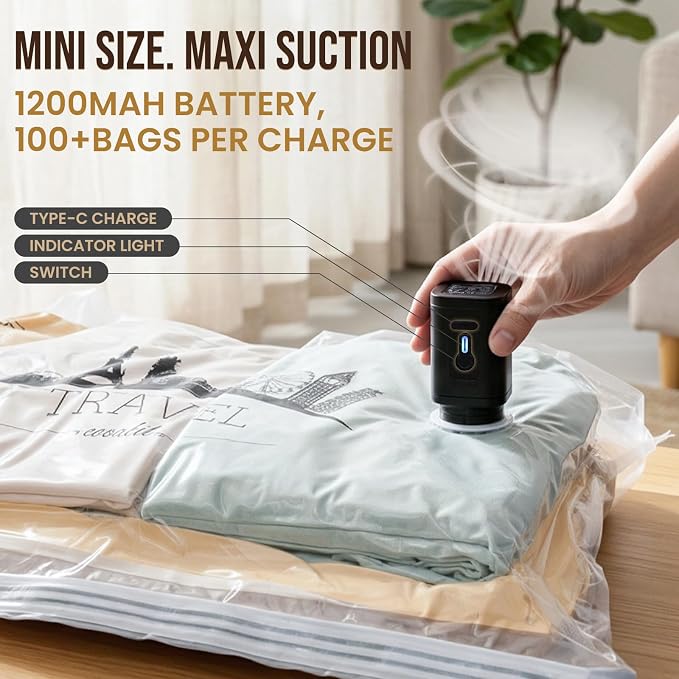 TAILI Vacuum Storage Bags with Rechargeable Cordless Pump, 12 Combo(5M+5L+2XL)