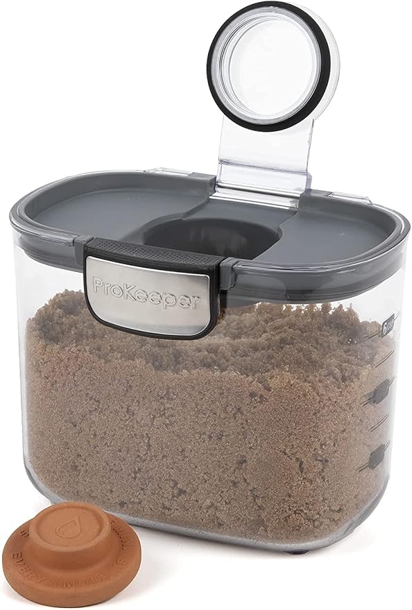 Progressive International ProKeeper+ Clear Plastic Airtight Food Baker's Kitchen Storage Organization Container Canister Set with Magnetic Accessories, 2- Piece Set (Powdered & Brown Sugar 1.4-Quart)