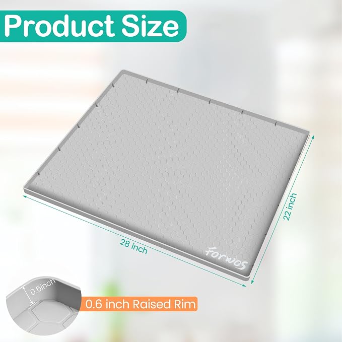 Silicone Under Sink Mat 28"x22", Waterproof Cabinet Liner, LightGrey | Shelf Liner, Cabinet Protector, Home Organizer, for Kitchen, Bathroom, Multipurpose, Leak Proof, Easy Clean, Drip Tray, Clean
