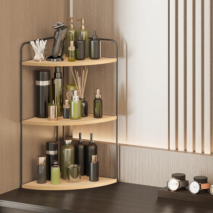 Bathroom Counter Organizer, Vanity & Makeup Countertop Organizer | Corner Bathroom Counter Organizer, Bathroom Sink Organizer, Bathroom Counter Shelf, Countertop Organizer, Corner Desk Shelf