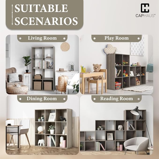 CAPHAUS Sturdy Room 11-Inch Cube Storage Organizer Shelf, with Thick Exterior Edge, Storage Shelf Divider w/Back, Bookcase, 6-Cube, White