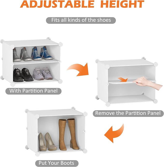 HOMIDEC Shoe Rack Organizer 48 Pair Modular Shoe Storage Cabinet for Closet | PP Plastic, Sturdy Steel Frame, Waterproof, Dustproof, Easy Clean, Shoe Shelves for Closet Garage Hallway Bedroom Entryway