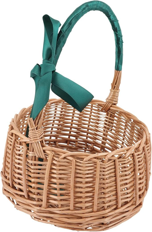 KICHOUSE Natural Rattan Woven Storage Basket Decorative Wicker Organizer for Home Beautiful Color Design for Storing Plants Flowers and Room and Bedroom Decor