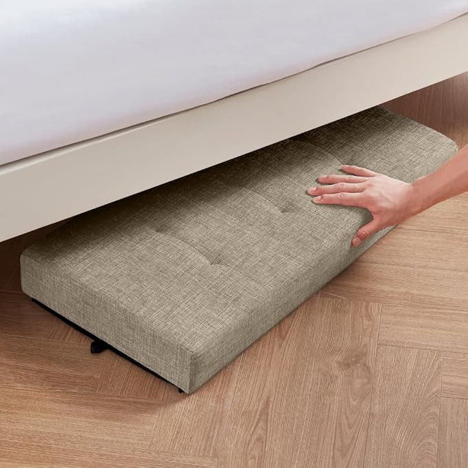 Ornavo Home 30" Large Storage Ottoman Bench with Legs, Taupe | Foot Rest Stool; Ottoman with Hidden Storage; Ideal for Bedroom, Living Room, Entryway or Home Office