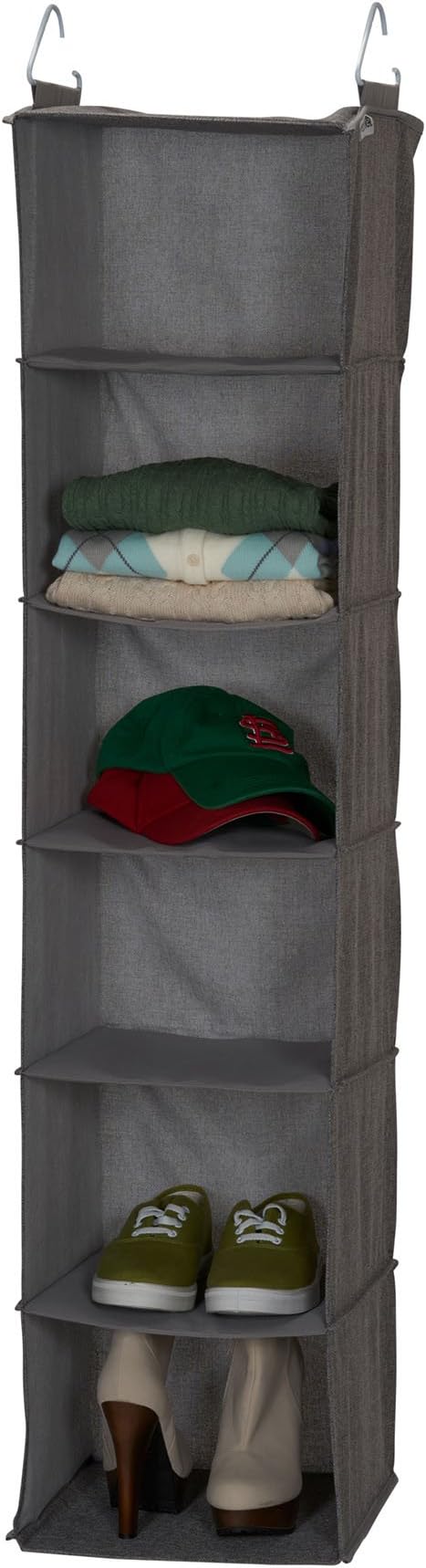 Household Essentials 6-Shelf Linen Hanging Closet Organizer, Gray