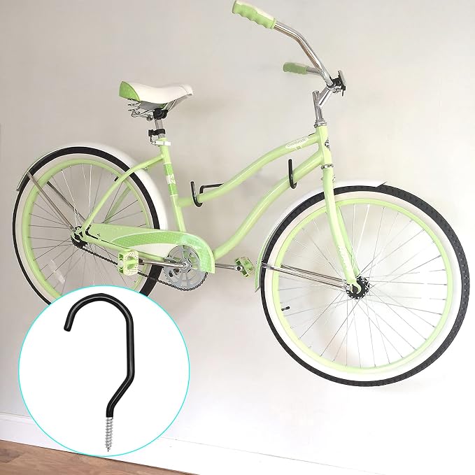 12PCS Heavy Duty Bike Storage Hooks Bicycle Wall Mounted Hooks Large Screw Hooks for Wall,Ceiling