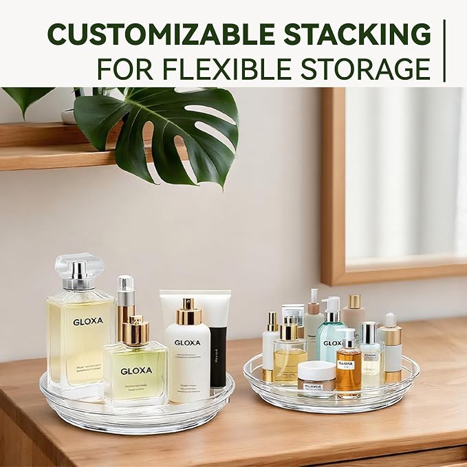 2 Pack Lazy Susan Turntable Organizer for Cabinet, 9.25'' Rotating Spice Rack Organization for Kitchen, Pantry, Bathroom, Vanity, Countertop, Medicine Storage, Seasoning Spice Organizer