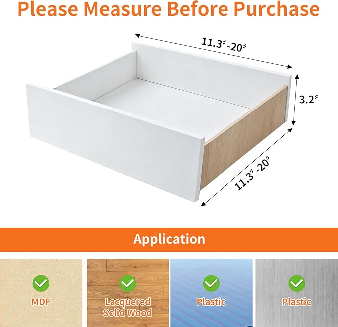 Adjustable Drawer Dividers 11.3-20in Organizer for Dresser (6) | Clear Plastic, 3.2in Wide, Adhesive Mounting, No Tools, for Kitchen Office