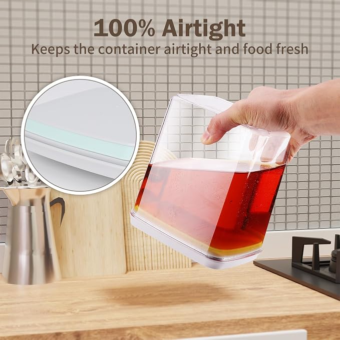 Melovom Pop Food Storage Containers Airtight Food Storage Containers Set with Lids Kitchen Pantry Organization and Storage, Stackable, BPA Free, 3 x 1.2Qt