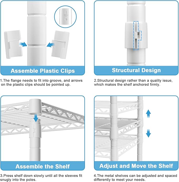 Ulif F7 Clothes Rack Heavy Duty, Clothing Racks for Hanging Clothes, White | Garment Rack with Shelves, 6-Tiers Freestanding Portable Closet Storage Racks 58'' W × 14.6'' D × 76.6'' H, Max Load 800 Lbs