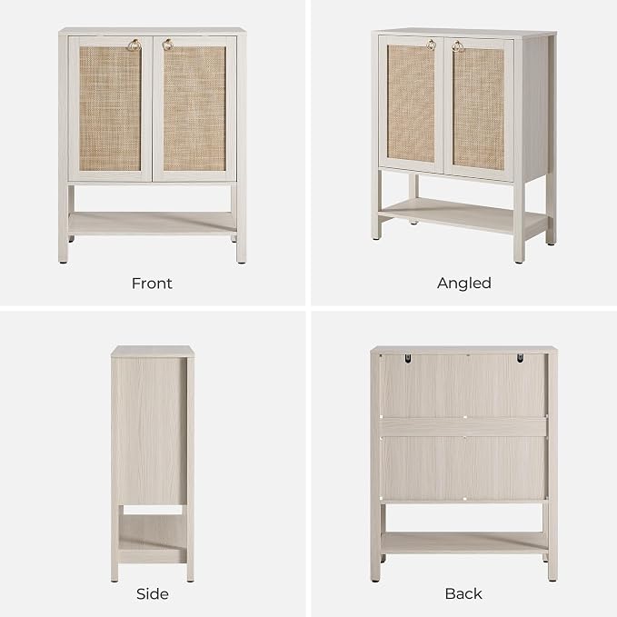 SICOTAS Shoe Storage Cabinet for Entryway, 5 Tier, 2 Pieces | Entry Shoe Organizer Cabinet with Shelves & Doors, Boho Shoe Rack for Hallway, Living Room, Closet (White Cream Oak)