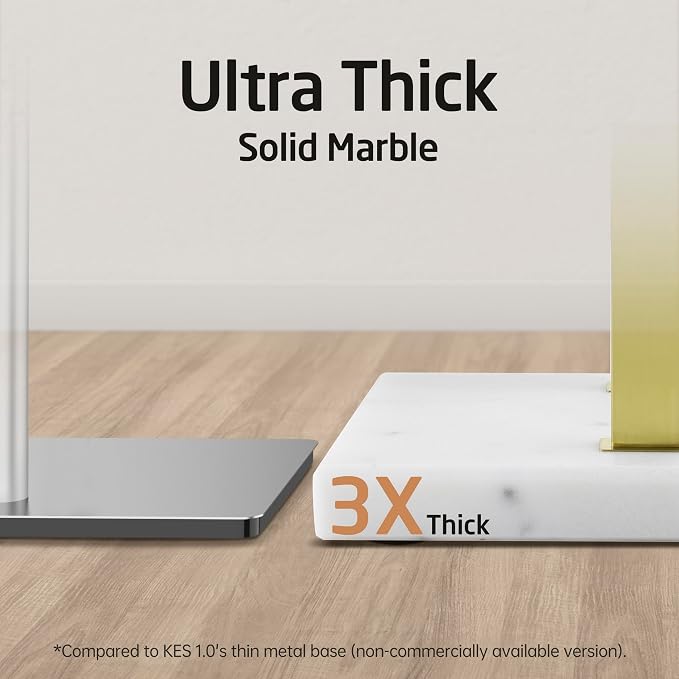 KES Standing Towel Rack with Marble Base, 2-Tier Towel Stand for Bathroom Floor, Upgrade Steady Design, T-Shaped Towel Drying Rack Gold, SUS304 Stainless Steel, Brushed Gold Finish, BTH217-BZ