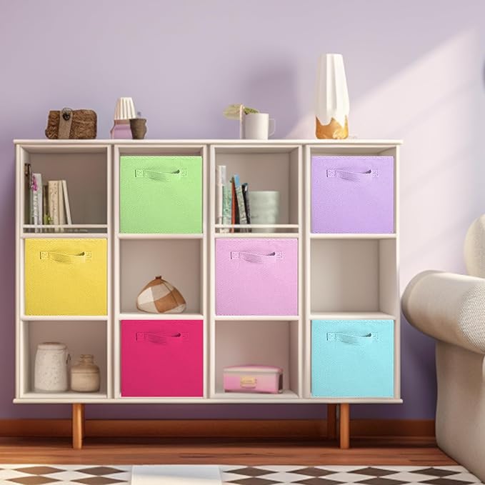 ShellKingdom Storage Bins, Foldable Fabric Storage Cubes And Cloth Storage | Storage Organizer For Closet And Toys, 10.5x10.5x11 INCH, 6 Pack (6 Colors)