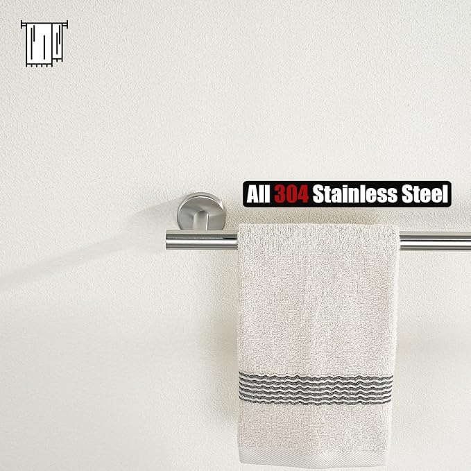 JQK Bathroom Towel Bar, 15 Inch 304 Stainless Steel Thicken 0.8mm Towel Rack, Towel Holder Brushed Finished Wall Mount, Useable Length 12 Inch, TB110L12-BN