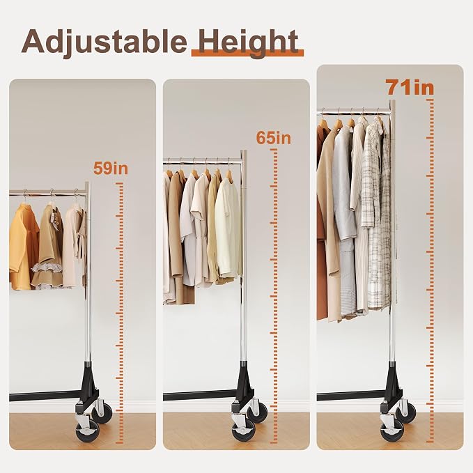 HOKEEPER Z Rack for Clothes Heavy Duty Clothing Rack Hold 500 LBS | Commercial Garment Rack with Wheels Rolling Portable Clothes Rack for Bedroom, Laundry, Balcony 24" D x63"W x 71"H, 2 Packs