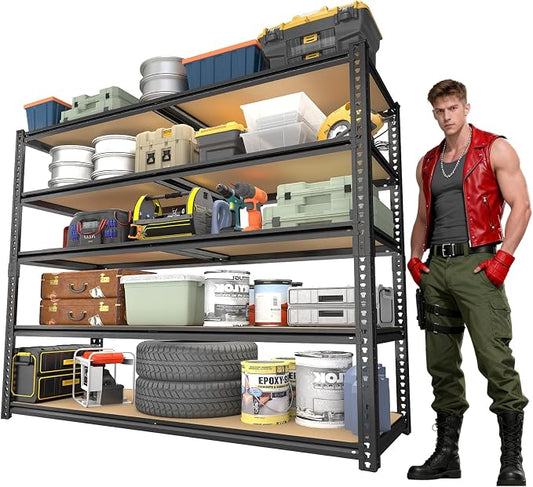 Garage Racks for Storage，5-Tier Adjustable Garage Shelving Storage Shelves,2400LBS Capacity Heavy Duty Shelving for Carport Warehouse Basement,72" H x40 W x20 D