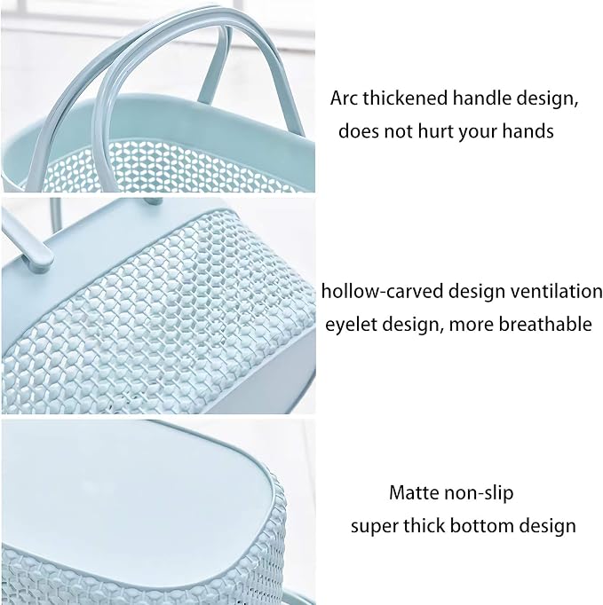 rejomiik 2 Pack Plastic Shower Caddy Basket, Portable Organizer Storage Tote with Handles Toiletry Bag Bin Box for Bathroom, College Dorm Room Essentials, Kitchen, Camp, Gym, Blue | Organizer Storage Tote Toiletry Bin for Bathroom, College Dorm Essenti...