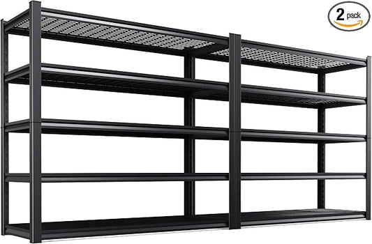 2-Pack Heavy Duty Garage Shelving for Large Storage & Whole Garage Organization, 72"H x 59"W x 20"D Adjustable 5-Tier All Metal Wire Shelf for Tools, Storage Bins,Bulk Items,Warehouse&Workshop