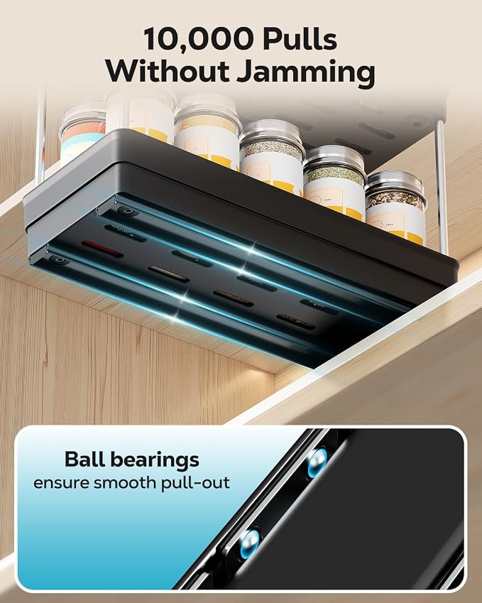 Nieifi 2 Tier Vertical Spice Rack Pull Out for Cabinet-4-1/3 inch Wide | ABS material,spice pull out organizer for cabinet,two installation methods,suitable for cabinets and countertops