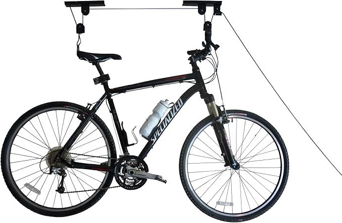Bike Hanger - Overhead Hoist Pulley System with 100lb Capacity for Bicycles or Ladders - Secure Garage Ceiling Storage by Rad Sportz