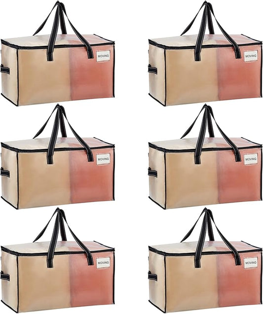 VENO Moving Bags, Storage Bags, Wide Open Top, Clear, 6 Pack | Moving boxes Alternative, Heavy Duty, Packing Supplies, Clothes and Comforter Storage, College Dorm Essentials