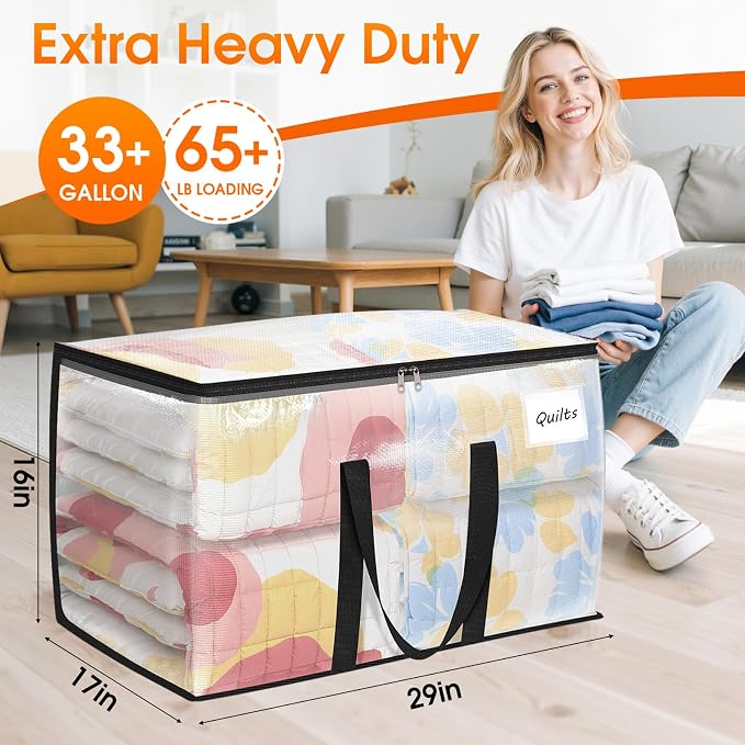 Moving Bags Extra Heavy Duty Oversized Storage Bags with Reinforced Handle and Double Zippers,Moving Supplies Totes for Storage Packing Dorm Room Essentials Alternative to Moving Boxes