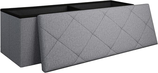 43 Inches Folding Storage Ottoman Bench for Bedroom,660 lb Ottoman with Storage End of Bed Storage Bench,for Bedroom,Living Room,Entryway,Dark Gray（43Wx15Dx15H