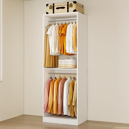 Modular Closet Systems with Expandable Hanging Rod, DIY Custom Closet Organizer System for Walk In Closets, Walkin Closet System and Closet Built In Tower Unit