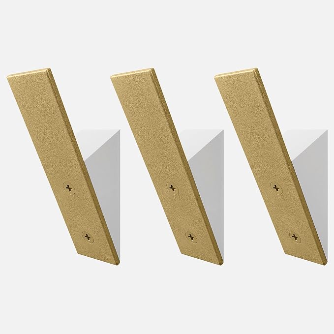 Gold Wall Coat Hooks, High End White Wood & Gold Metal Wall Mounted Clothing Hook, Mid-Century Modern Clothes Hooks, Heavy Duty Wooden Hook for Hanging Coats, Hats, Towels & More, Set of 3