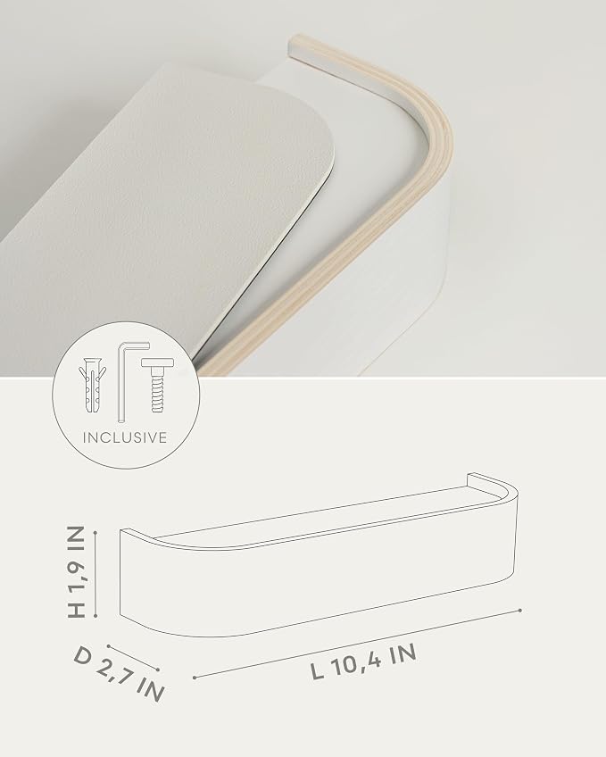Kazai. Key Holder 'Toke' | Minimalist Key Hook Design from Berlin | Modern Key Holder Wall Mount with Wooden Shelf | Key Rack for Wall as Entryway Organizer | White