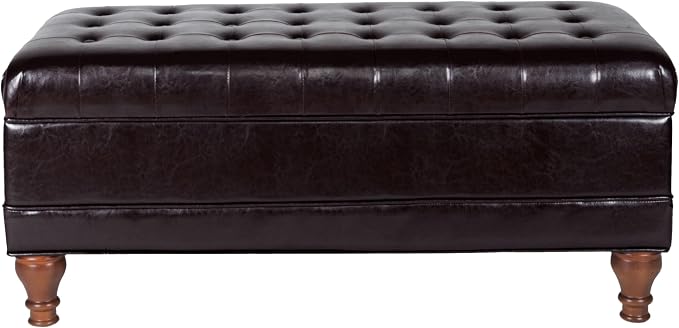 HomePop Deluxe Tufted Storage Bench with Hinged Lid, Espresso