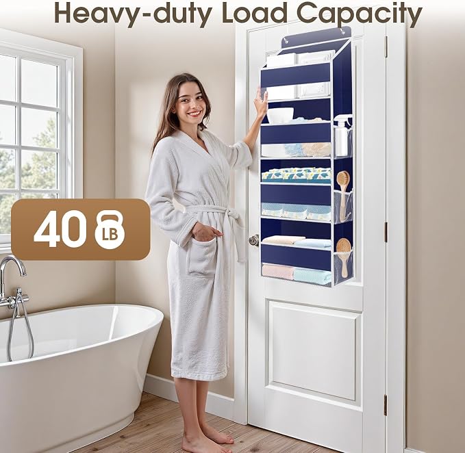 1Pack Over The Door Organizer Large Capacity Hanging Storage Room Organizer | 40 lb Capacity, Ultra-Sturdy, Foldable, Mesh Design with Clear Window, Space-Saving Organizer for Pantry, Nursery & Closet