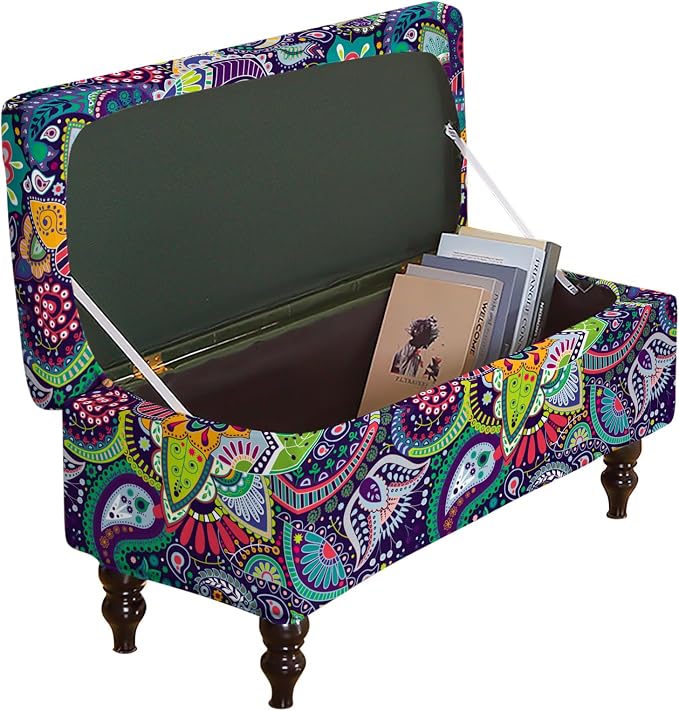 FUANGUI Ottoman Cover Slipcovers Rectangular Folding Stretch | Storage Bench Footrest Sofa Stool Covers Footstool Protector with Elastic Bottom, Removable Washable,Large