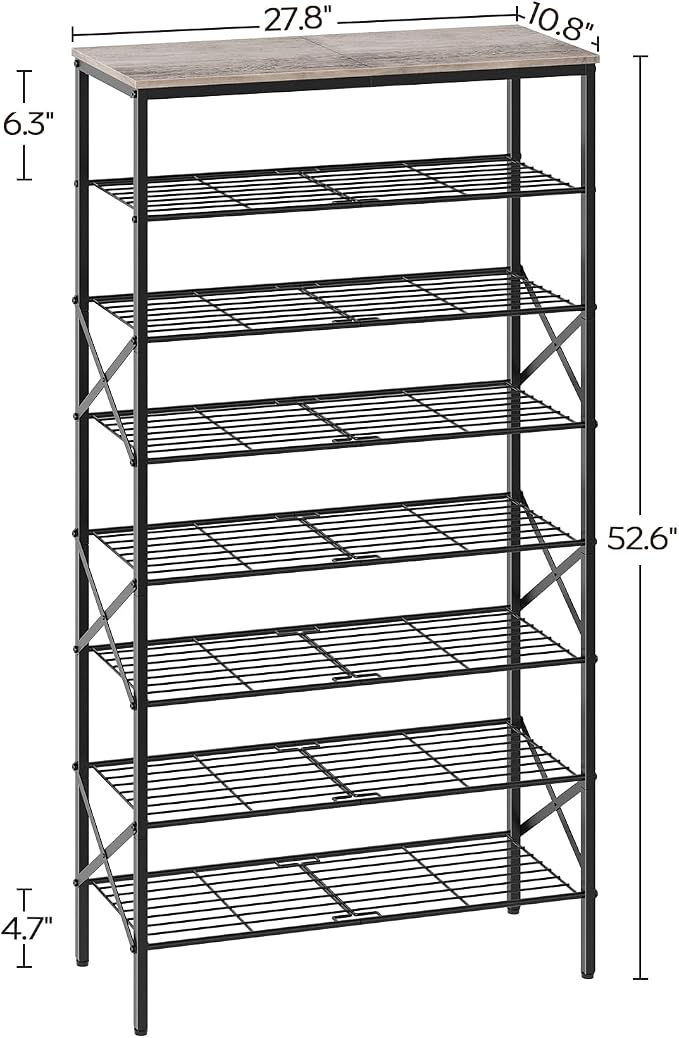 YATINEY 8 Tier Shoe Rack, Shoe Storage Organizer, Large Capacity Shoe Shelf Holds 32 Pairs of Shoes, Sturdy and Stable, for Entryway, Hallway, Closet, Dorm Room, Greige and Black SS08BG