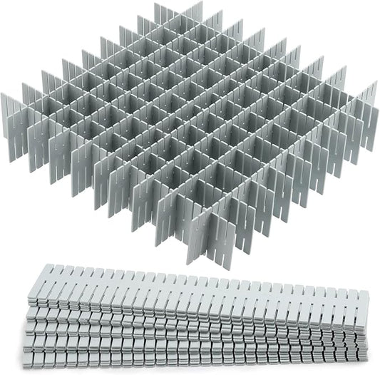 acDesign 40Pcs Drawer Dividers, Adjustable Drawer Organizer for Socks, Underwear, Lingerie, Makeup, Bedroom Office Kitchen Storage (Grey)