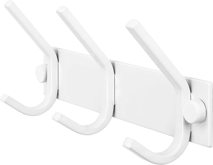 WEBI Coat Rack Wall Mount,Coat Hooks Wall Mounted,Coat Hanger Wall,Hook Rack Rail,3 Hooks for Hanging Coats,Hats,Jacket,Clothes,White