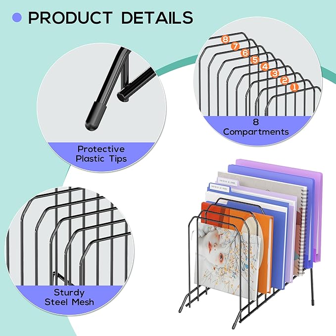 Gawerk Incline Desk Magazine Folder Holder File Organizer with 8-Section