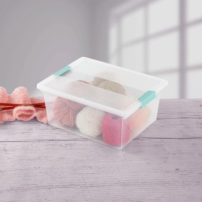 Sterilite Clip Box, Stackable Clear Plastic Bins- Deep, 16-Pack | Storage Containers with Latching Lids for Writing, Arts or Crafts Supplies - Home, Office, Classroom & Workshop Organization