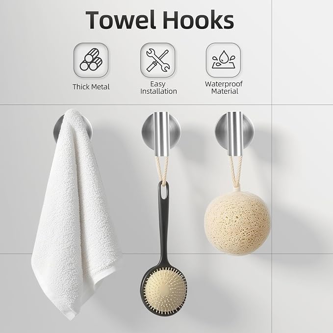 Brushed Nickel Bathroom Hardware Set 5 PCS, Towel Bar Set Brushed Nickel, Bathroom Accessories Fixtures Stainless Steel, Towel Racks for Bathroom, Bathroom Towel Holders, Towel Hooks & Rings, 19in