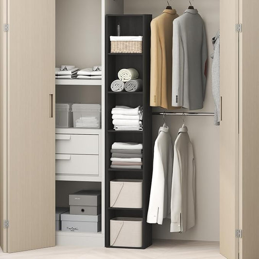 Furinno Cubicle 6-Tier Closet Organizers and Storage, Closet Organizer, Open Shelf Closet Storage, 21.1" W, for Wardrobe, Bedroom, Living Room, Blackwood
