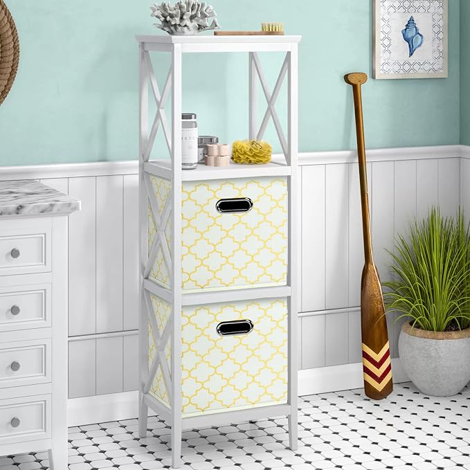Black Foldable Storage Cubes Bins , Fabric Storage Box Cubes Organizer Baskets with Dual Handles for Home Organizer Creamy-White Gold