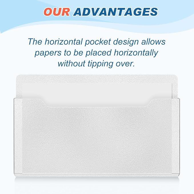 Feifeiya 2 Pcs Magnetic File Folder Wall Hanging Holder Large Pocket Paper Magazine Mail Organizer for Refrigerator Classroom Locker Whiteboard