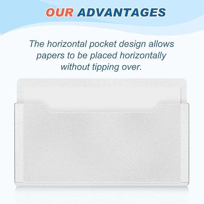 6 Pcs Magnetic Wall File Organizer Magnetic Wall File Holder Refrigerator Magazine Holder for Mail Letters Paper(Clear,Horizontal-large)