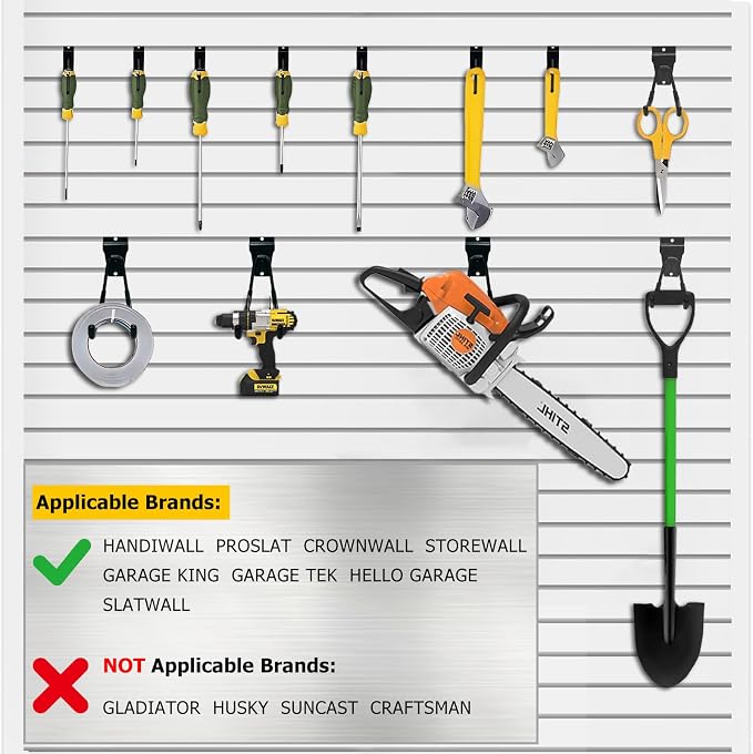 KOFANI 22PK Black Heavy Duty Steel Slatwall Hooks for Panel Storage Rack | Wall Hooks Geavy Duty for Hanging Bike, Ladder, Garden Tools,Broom,Hose，Anti-Slip Coating Garage Wall Organization