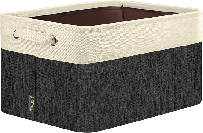 BALEINE 1 Pack Fabric Closet Storage Bins for Shelves, Linen Closet Organizers and Storage, Decorative Baskets for Organizing, Shelf, Clothes, Home, Office (Black, 17''x13''x10.5'')