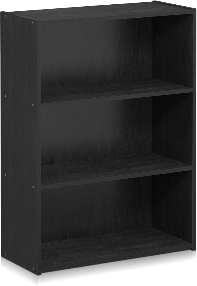 Furinno PASIR Book Shelf, 3-Tier Bookshelf, Storage Shelves Bookcase, 9.7 x 23.7 x 31.5, for Living Room, Bedroom, Home Office, Americano
