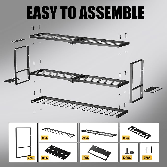 Heavy Duty Power Tool Organizer Wall Mount, Metal Tool Storage Rack Loads 320lbs, 8 Cordless Drill Holder 3 Layer for Garage, Workshop, Tool Room, Gift for Men